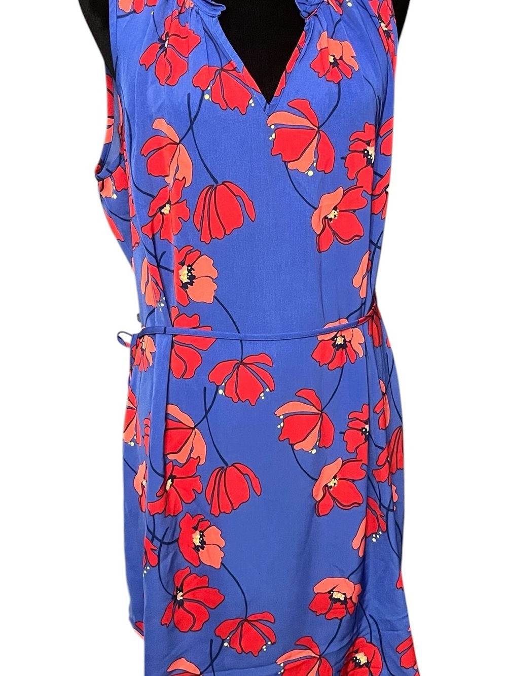 Market & Spruce Royal Blue Dress with Red Floral Print